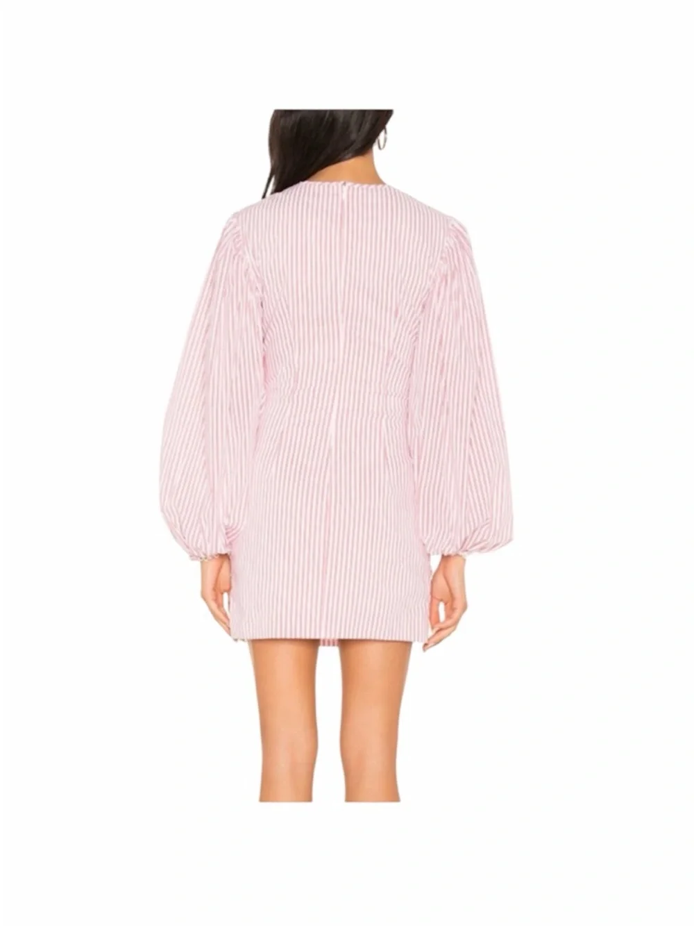C/MEO Collective Close Enough Long Sleeve Stripped Puff Sleeve Dress Size L - Picture 2 of 6